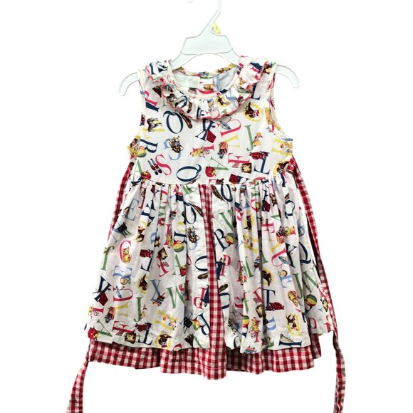 Powell Craft Girls 2T-3T Alphabet Dress Sleeveless Collared Ruffle Retro - Picture 1 of 9
